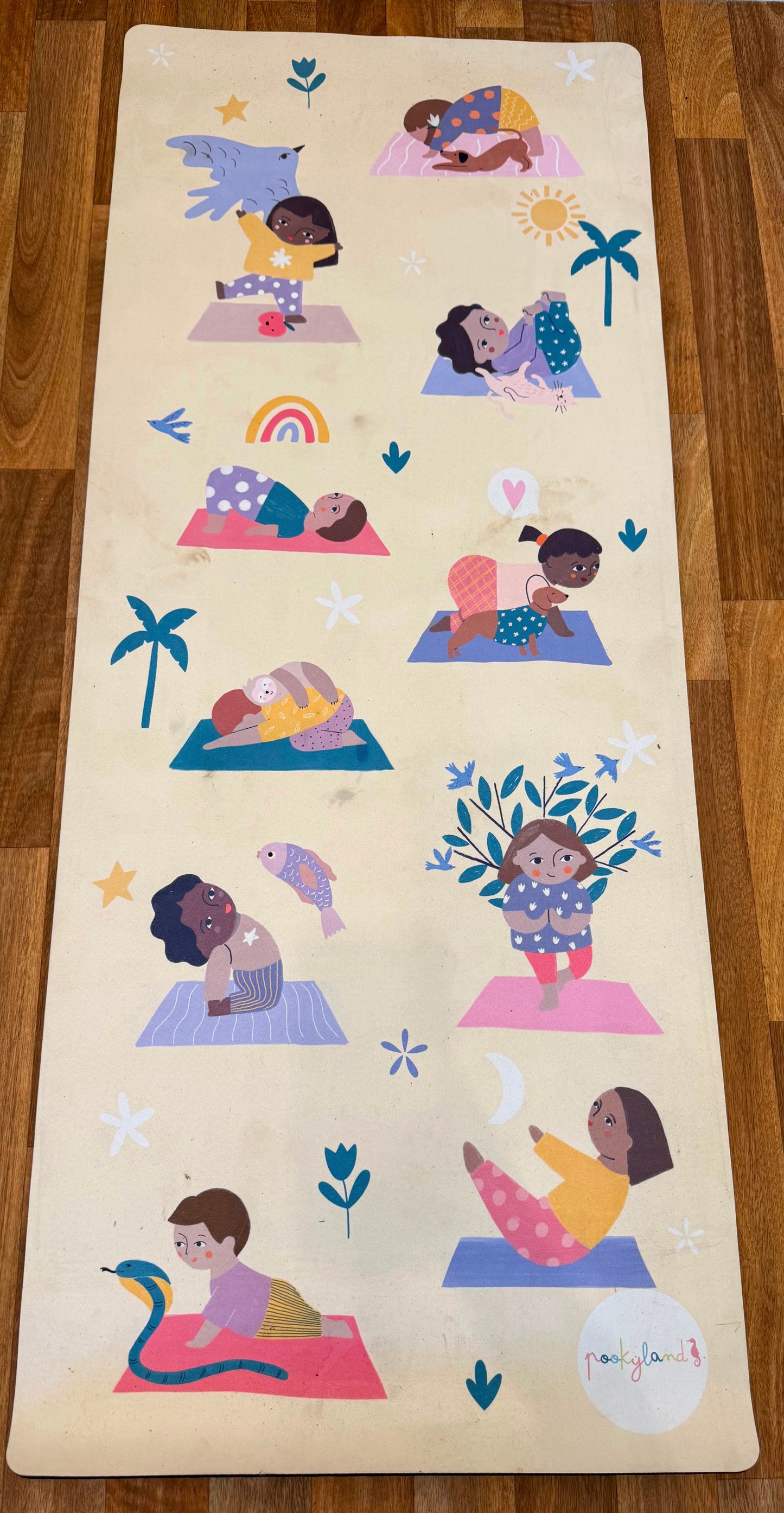 Pookyland Rainbow Poses Kids Yoga Mat