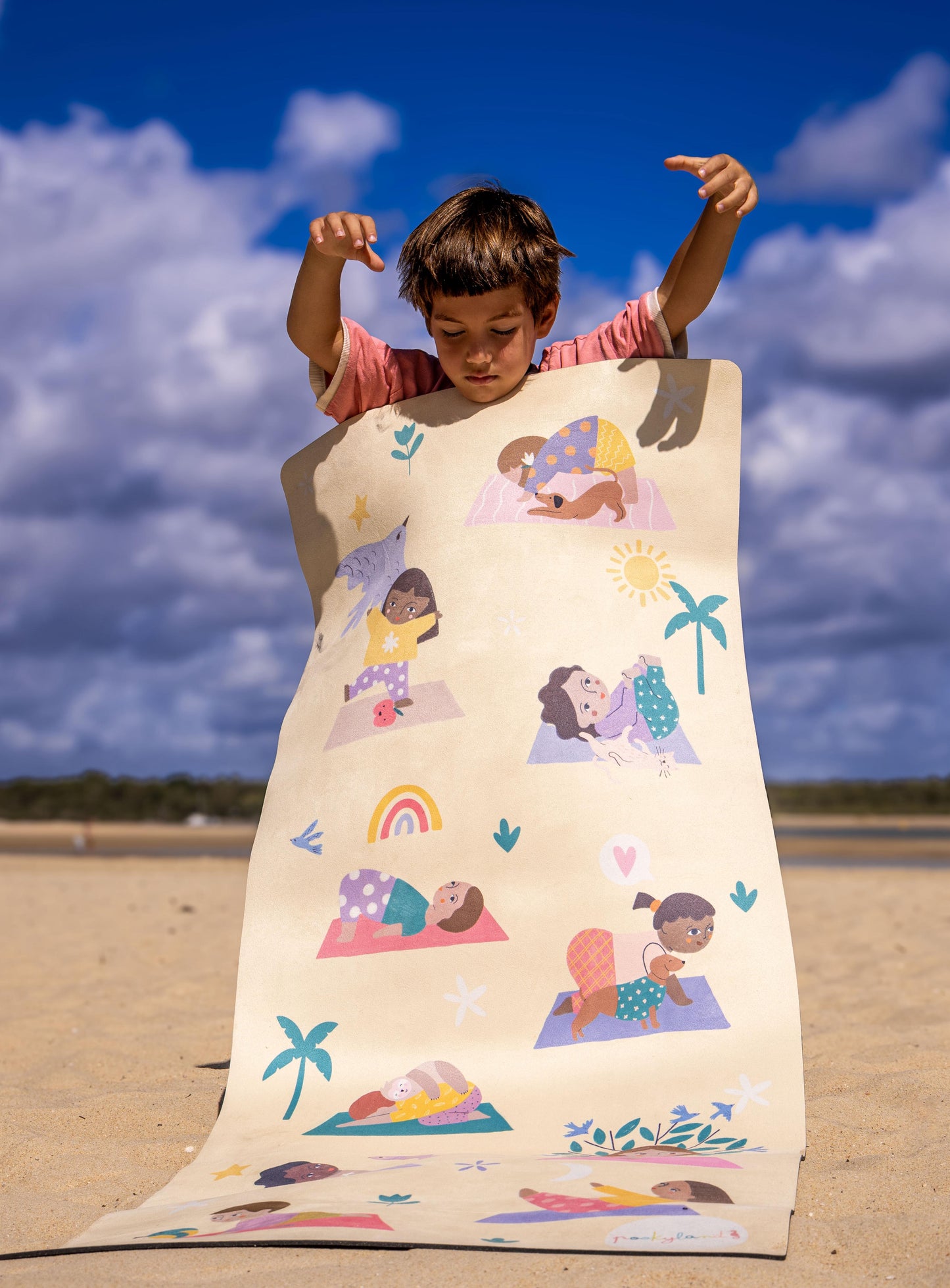 Kids yoga mat Rainbow poses